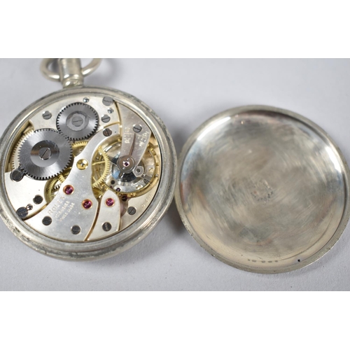 382 - A Rolex WWII Period British Military Type Open Face Pocket Watch with Black Dial, Missing Winder