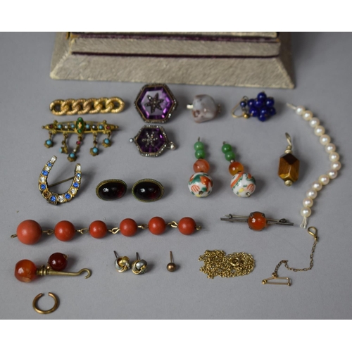 393 - A Collection of Various Costume Jewellery to Include Jade Brooch, Chinese Silver and Jade Bracelet (... 