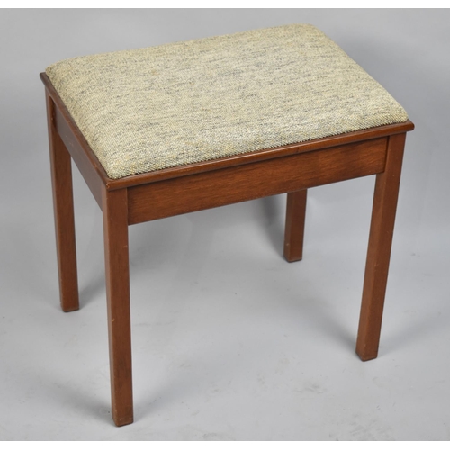 463 - A Modern Lift Top Mahogany Based Piano Stool with Upholstered Pad Seat, 49cm wide