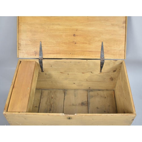 488 - A Stripped Pine Blanket or Tool Chest with Iron Carry Handles, 86cm wide