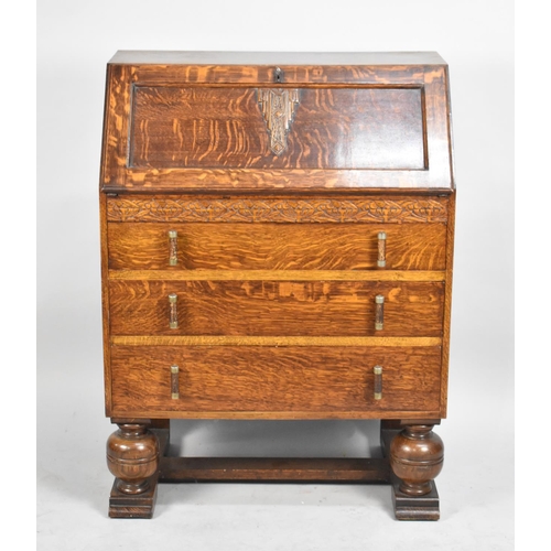 505 - A Mid 20th Century Oak Bureau, 76cm wide