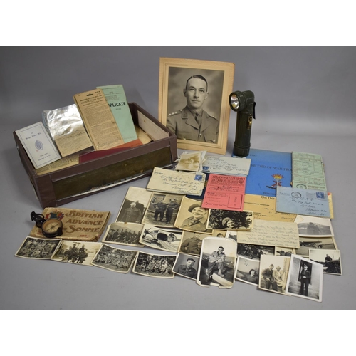 66 - A Collection of WWI and WWII Military Ephemera to Include Letters, Monochrome Photographs, Torch, Pa... 