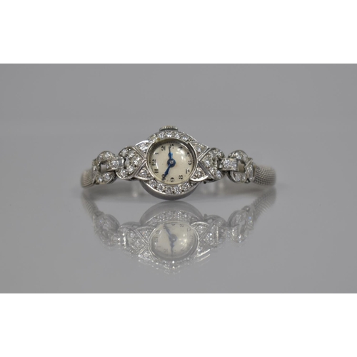 1 - An Early to Mid 20th Century 9ct White Gold and Diamond Cocktail Watch. Silvered Dial with Arabic Nu... 