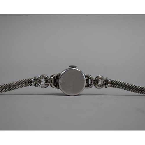 1 - An Early to Mid 20th Century 9ct White Gold and Diamond Cocktail Watch. Silvered Dial with Arabic Nu... 