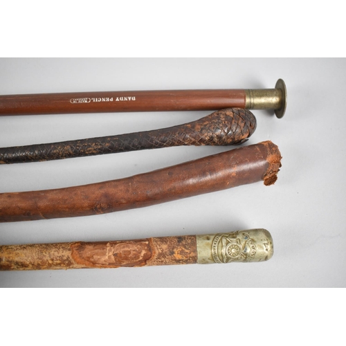 101 - A Collection of Military Swagger Sticks and Whips to Include Royal Artillery Riding Whip