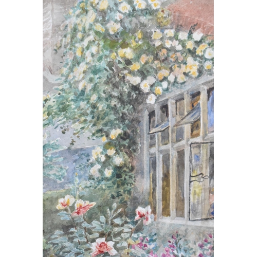 150 - A Framed Watercolour Depicting Roses Around Mullion Window, Signed N Rosanio, 22x28cm