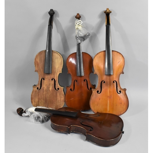 173 - A Collection of Four Violins, All in Need of Restoration and Repair but of Good Quality