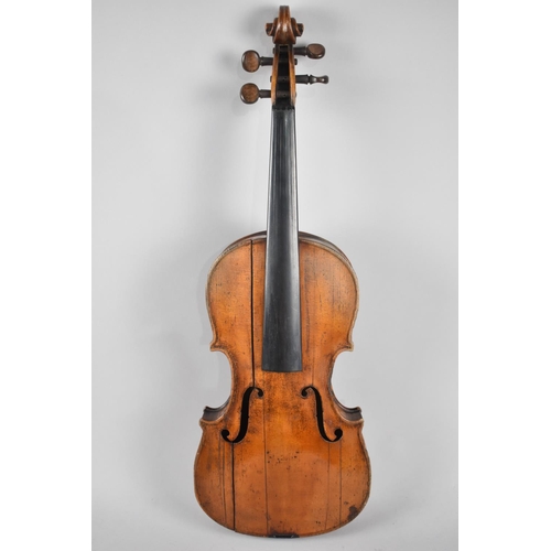 174 - A Late 19th Century German Violin with Two Piece Flame Mahogany Back and with Printed Stradivarius L... 