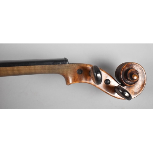 174 - A Late 19th Century German Violin with Two Piece Flame Mahogany Back and with Printed Stradivarius L... 