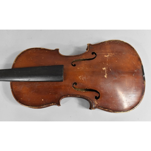 175 - A Cased Violin with Two Bows, In need of Substantial Restoration and Repair