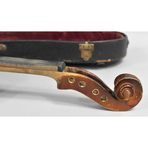 175 - A Cased Violin with Two Bows, In need of Substantial Restoration and Repair