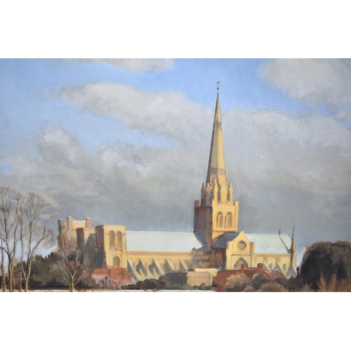 235 - A Gilt Framed Oil on Board, Cathedral, 60x50cm