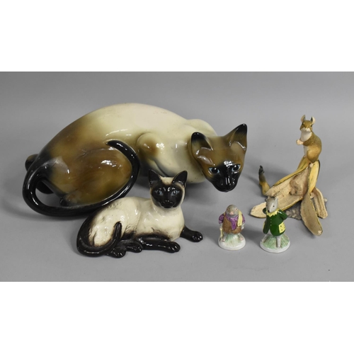 241 - A Collection of Various Animal Ornaments to comprise Large Cat, Beswick Example, Coalport Water Rat ... 