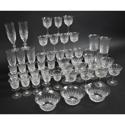 269 - A Collection of Various Cut Glass to comprise Webb Champagne Flutes Etc (Condition Issues)