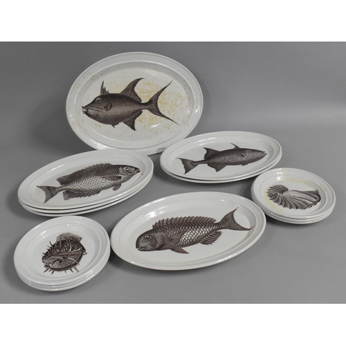 276 - A Set of Portmeirion Kingdom of The Sea Dinnerwares to comprise Oval Platters and Side Plates (Some ... 