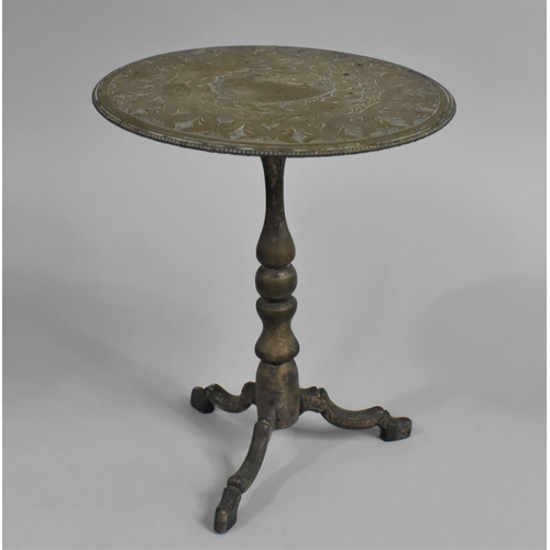 29 - A 19th Century Brass Candle Reflector in the Form of a Circular Snap Top Tripod table, 24cms High