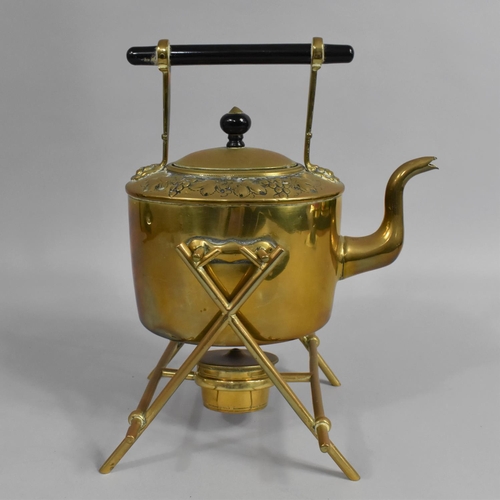 47 - An Edwardian Brass Spirit Kettle with Burner, 15cms High