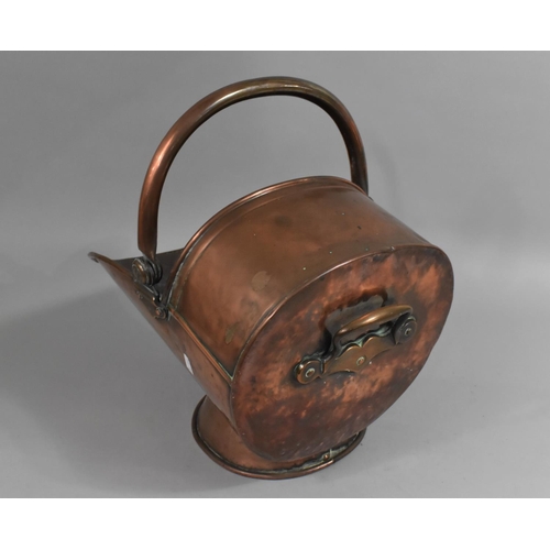 69 - A Late 19th/Early 20th Century Copper Helmet Shaped Coal Scuttle, 41cm Long