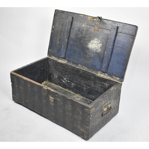 87 - A Painted Wooden Box with Two Carry Handles, Inscribed for Gunner W Owen RGA England, 66cm Wide