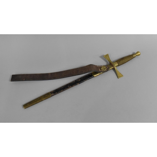 97 - A Vintage Wilkinson Brass Handled Dagger in Scabbard, 38cm Overall