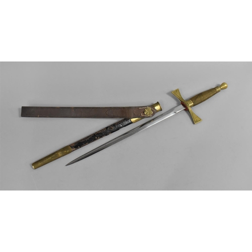 97 - A Vintage Wilkinson Brass Handled Dagger in Scabbard, 38cm Overall