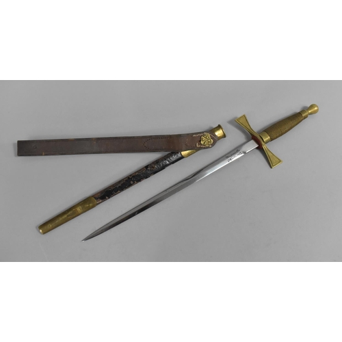 97 - A Vintage Wilkinson Brass Handled Dagger in Scabbard, 38cm Overall