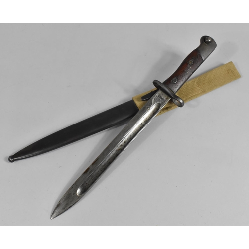 98 - A Wooden Handled Bayonet in Metal Scabbard