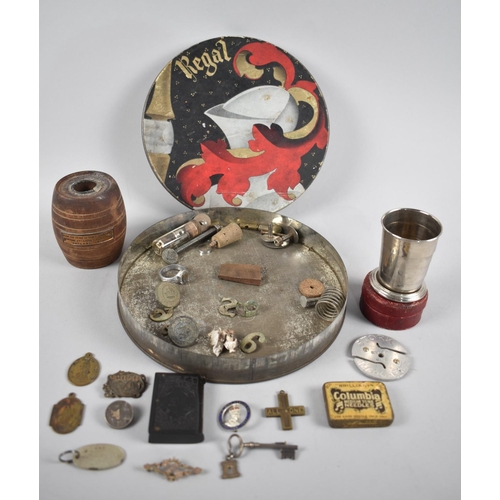 123 - A Collection of Curios to include Edward VII Coronation, Collapsible Cup, Gold Metal Brooch, Gramoph... 