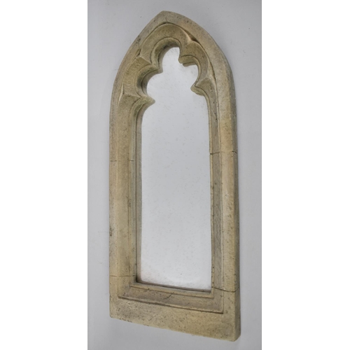 126 - A Reproduction Resin Framed Novelty Wall Mirror in the Form of a Stone Mullion Window, 60x25cms Over... 