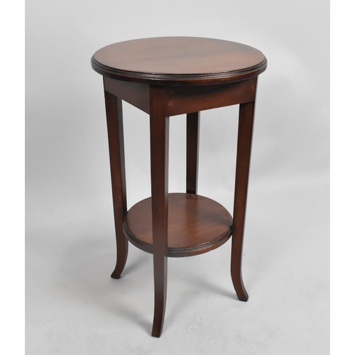 161 - a Small Circular Mahogany Plant Stand with Stretcher Shelf, 27cm Diameter