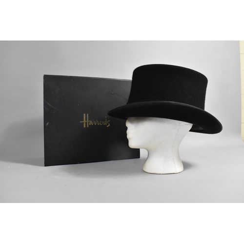 176 - A Harrods Box Containing Hand made Wool Top Hat, Size 7 5/8