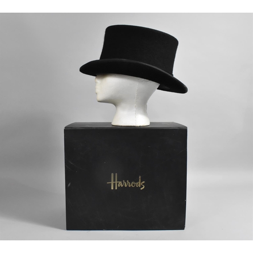 176 - A Harrods Box Containing Hand made Wool Top Hat, Size 7 5/8