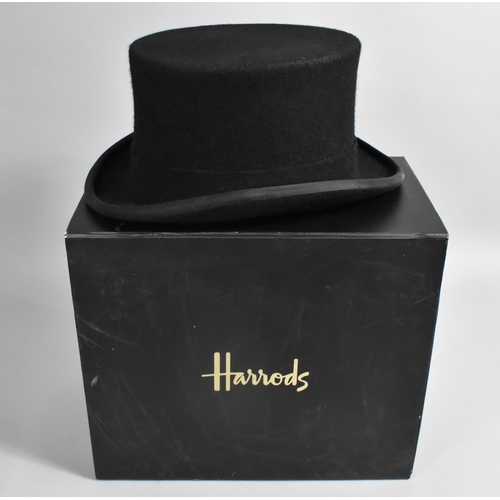 176 - A Harrods Box Containing Hand made Wool Top Hat, Size 7 5/8