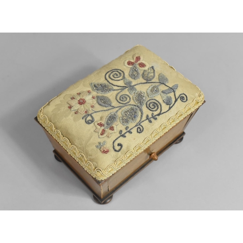 11 - A 19th Century Inlaid Sarcophagus Shaped Jewellery Box in the Form of a Tea Caddy on Four Bun Feet, ... 