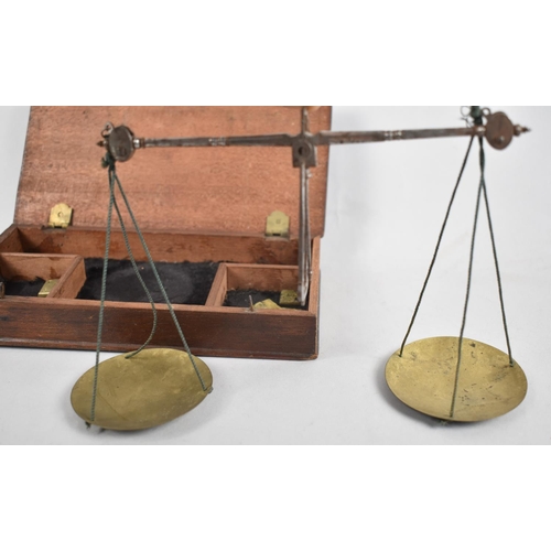 13 - A Late 19th Century Cased Set of Jewellers or Apothecary Pan Scales, 20cms Wide