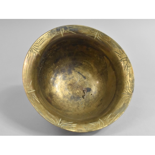 67 - A Modern Chinese Circular Bronze Bowl with Engraved Decoration, 19cms Diameter