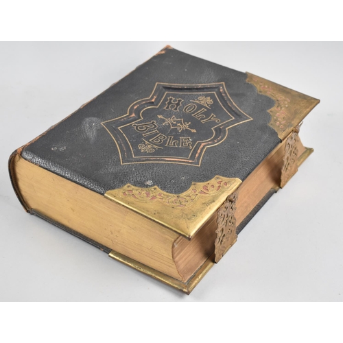 82 - A Vintage Brass Mounted Family Bible, as yet Unwritten with Family details, The National Comprehensi... 