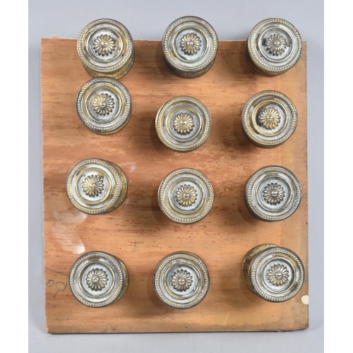 97 - A Set of Nine Brass Furniture Door Knobs, Each 4cm Diameter