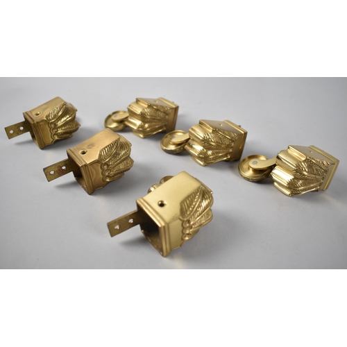 98 - A Collection of Six Modern Brass Claw Casters for Furniture, Each 7.5cm Long