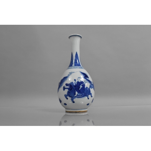 361 - A Chinese Blue and White Bottle Vase of Ovoid Bellied Form with tapering Slender Neck decorated with... 