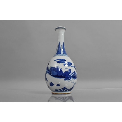 361 - A Chinese Blue and White Bottle Vase of Ovoid Bellied Form with tapering Slender Neck decorated with... 