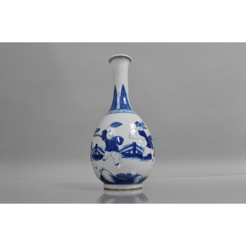 361 - A Chinese Blue and White Bottle Vase of Ovoid Bellied Form with tapering Slender Neck decorated with... 