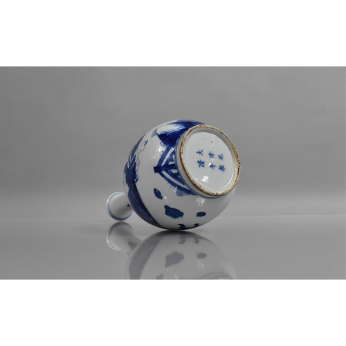 361 - A Chinese Blue and White Bottle Vase of Ovoid Bellied Form with tapering Slender Neck decorated with... 