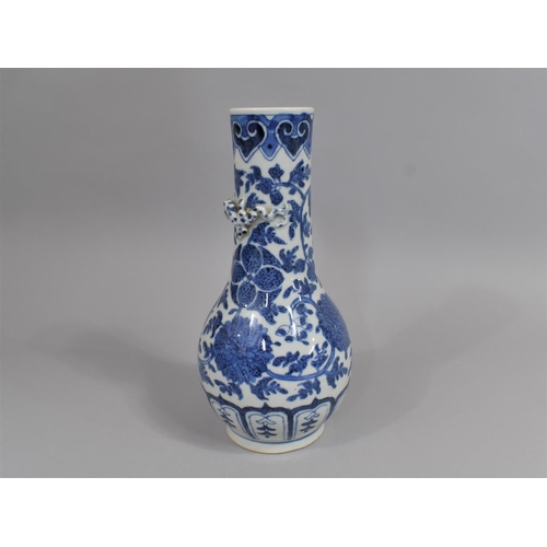 360 - A Chinese Blue and White Vase of Bottle Form having Applied Crawling Dragon to Neck, 27cms High