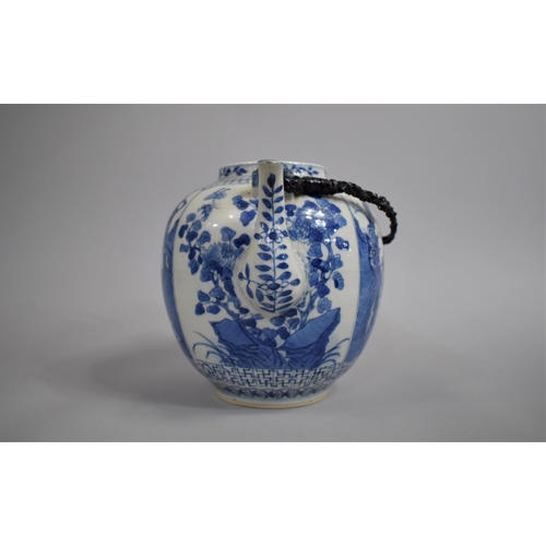 354 - A Large 18th/19th Century Chinese Export Porcelain Teapot of Bellied Form decorated with Family Scen... 