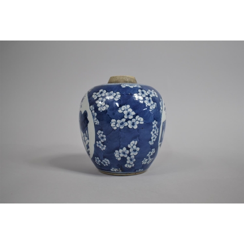 347 - An 18th/19th Century Chinese Blue and White Ginger Jar decorated with Antique Vase of Flower Cartouc... 