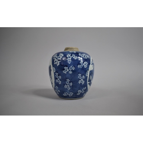 347 - An 18th/19th Century Chinese Blue and White Ginger Jar decorated with Antique Vase of Flower Cartouc... 