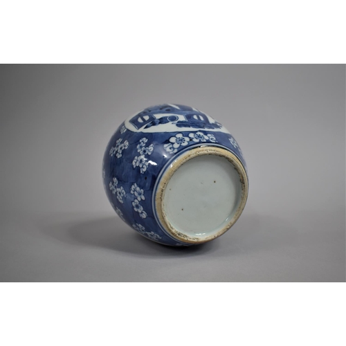 347 - An 18th/19th Century Chinese Blue and White Ginger Jar decorated with Antique Vase of Flower Cartouc... 