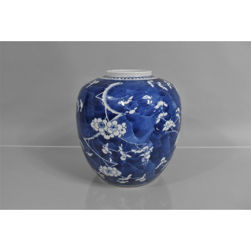 343 - A Large Late 19th Century Prunus Pattern Ginger Jar, Four Character Mark to Base for Kangxi, 23cms H... 