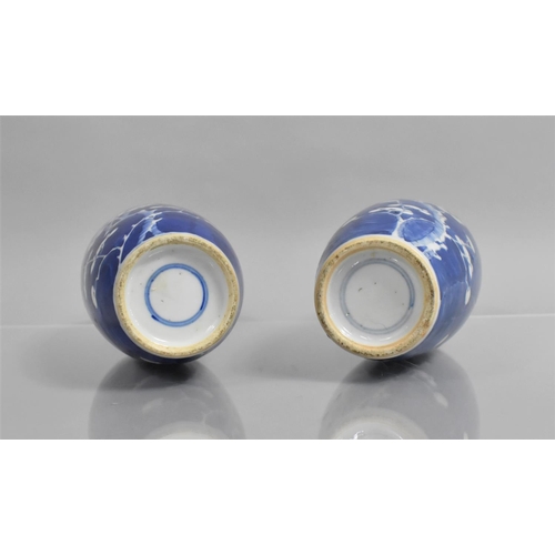 341 - A Pair of 19th century Chinese Porcelain Blue and White Prunus Pattern Vases of Elongated Ovoid Form... 